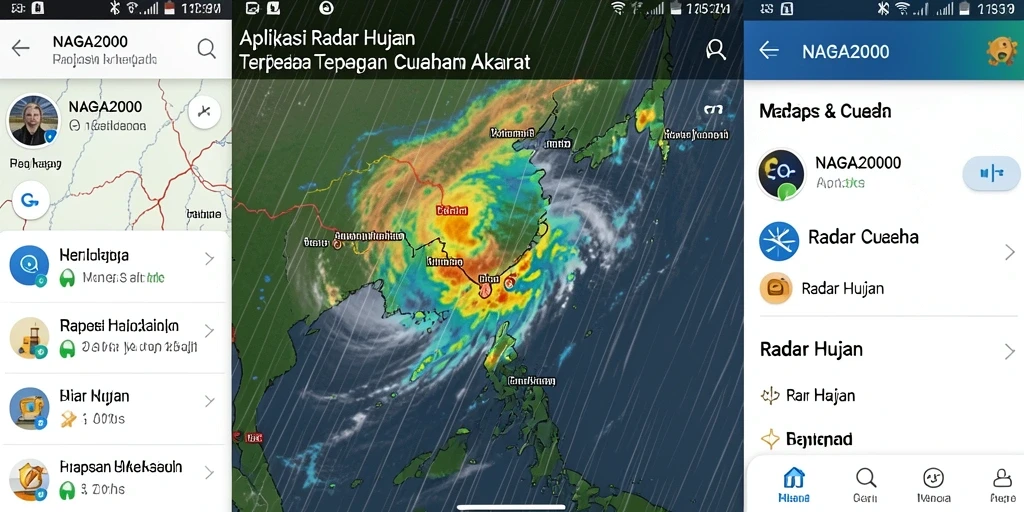 Tampilan aplikasi NAGA2000 dengan peta radar hujan yang interaktif.