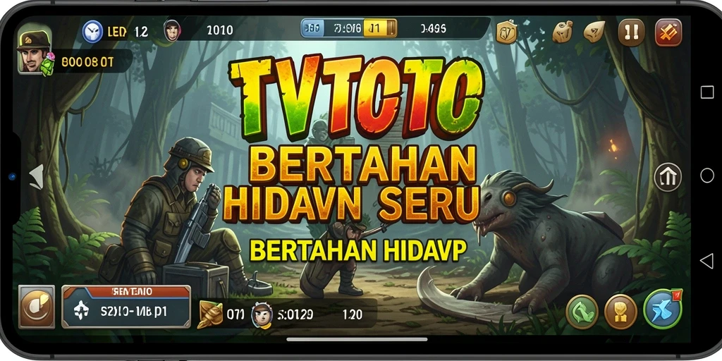Tampilan antarmuka <strong>TVTOTO</strong> yang menarik dengan fitur bertahan hidup yang mendebarkan.