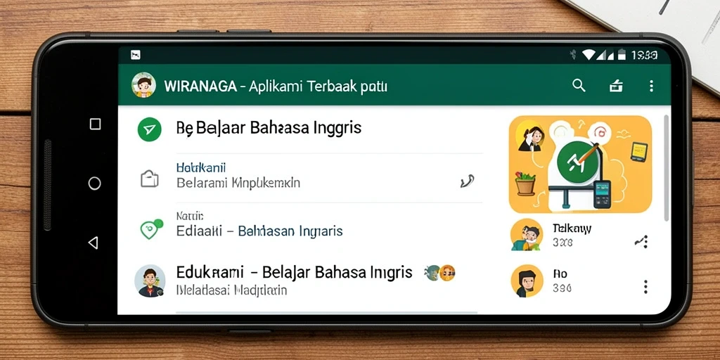 Tampilan antarmuka aplikasi WIRANAGA untuk belajar Bahasa Inggris yang interaktif.