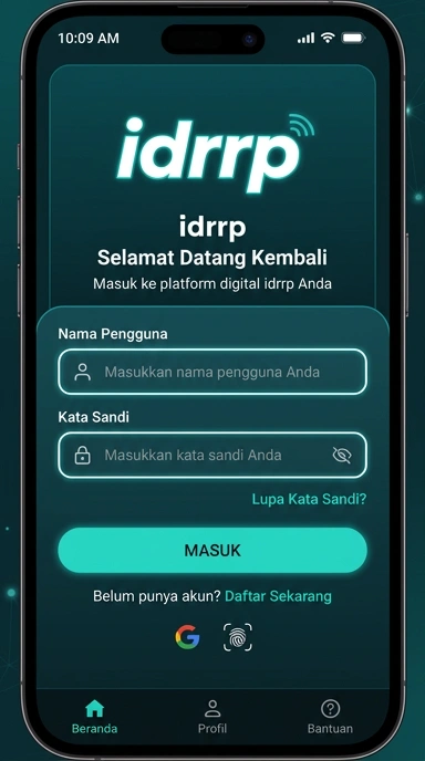 Tampilan halaman login idrrp